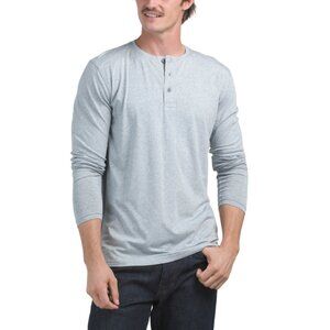 TASC PERFORMANCE GREY HEATHER Everywear Long Sleeve Henley Tee
